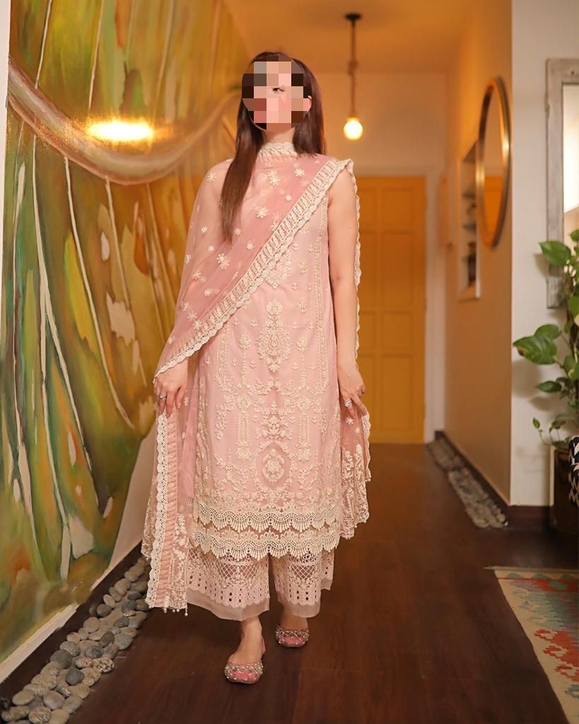 Maria B 408 Lawn 3PC Summer Suit with Heavy Embroidery & Organza Dupatta