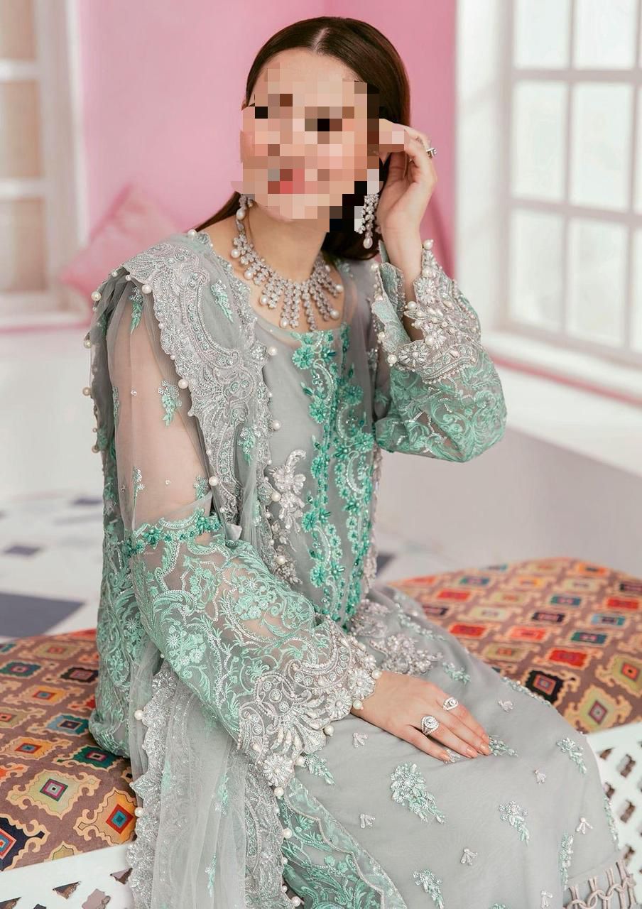 ELAAF Bridal Organza 3PC Embroidered Suit with Hand Stone Work & Adda Work
