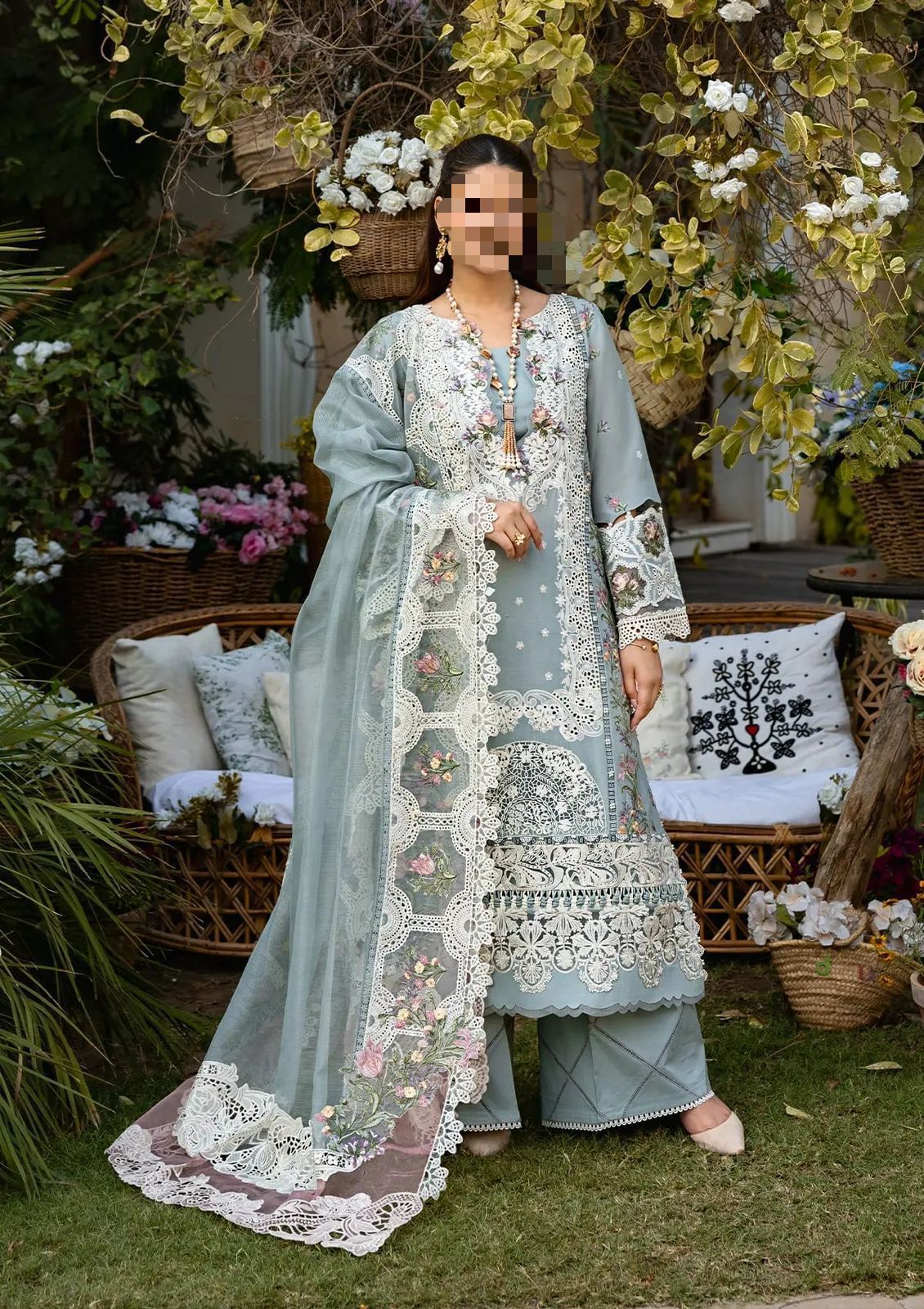 ELAF Premium Chikankari 3PC Cotton Suit with Organza Dupatta | Latest Collection Pakistan (Copy)