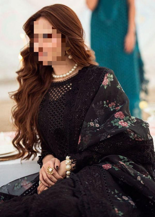 Nureh Lawn Collection 3PC Chikankari Embroidered Suit with Organza Dupatta | Wear by Sana Javed