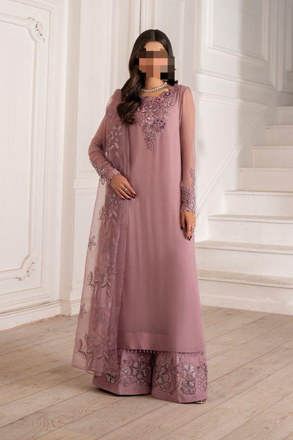 Iznik Inspired Chiffon 3PC Suit with Heavy Adda Work & Organza Dupatta