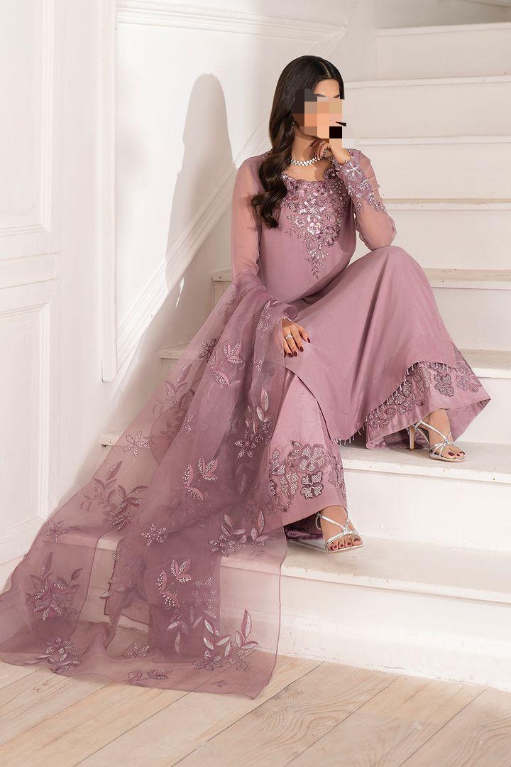 Iznik Inspired Chiffon 3PC Suit with Heavy Adda Work & Organza Dupatta