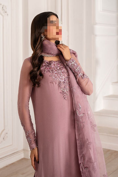 Iznik Inspired Chiffon 3PC Suit with Heavy Adda Work & Organza Dupatta