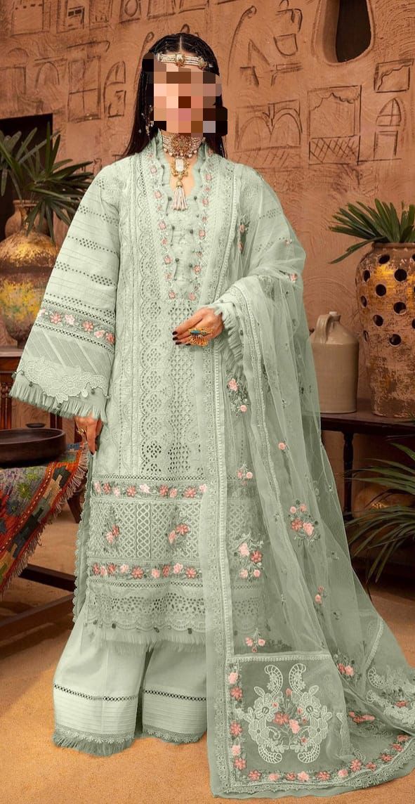 Adan Libas Premium Chikankari Lawn 3PC Suit with Organza Embroidered Dupatta