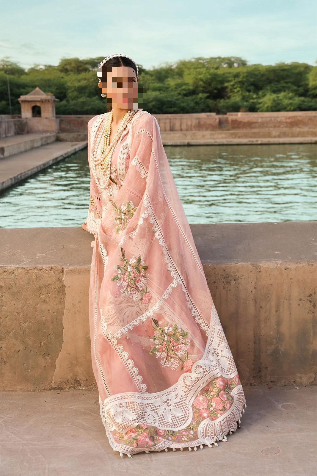 Crimson Luxury Eid Lawn Collection Heavy Schiffli Embroidered 3PC with Organza Dupatta